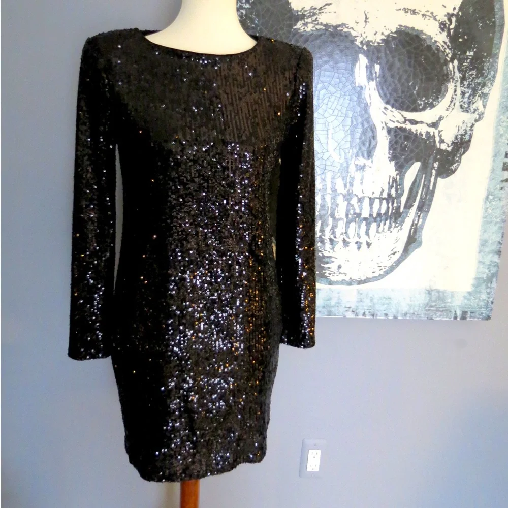Express Black Sequin Dress - Picture 1 of 6